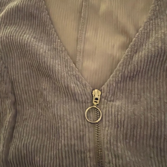 Hem & Thread  size L Super cute zip up jumper dress gray corduroy gently used - Picture 5 of 6